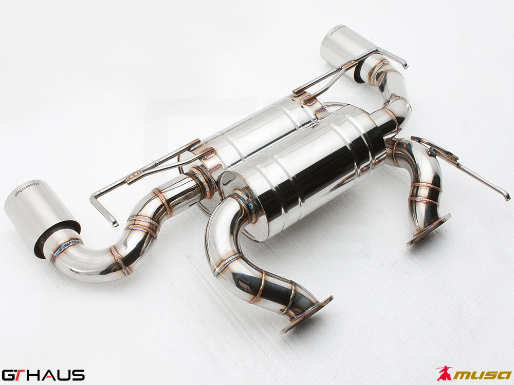 Premium performance exhaust system for Infiniti G37, G37S Coupe, Cabrio, and Q60 Coupe, featuring stainless steel construction.