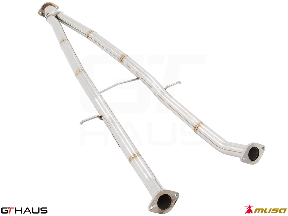 Stainless steel straight cat-back mid pipe section for Infiniti Q50 Sedan 3.0 V6 Turbo, designed for GT/GT2/GTS models.