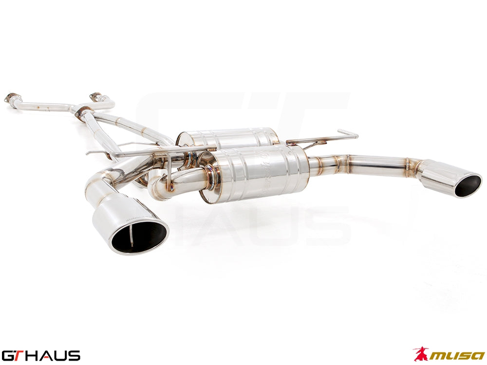 Premium performance exhaust system for Infiniti Q50 Sedan 3.0 V6 Turbo, featuring stainless steel construction and enhanced sound.