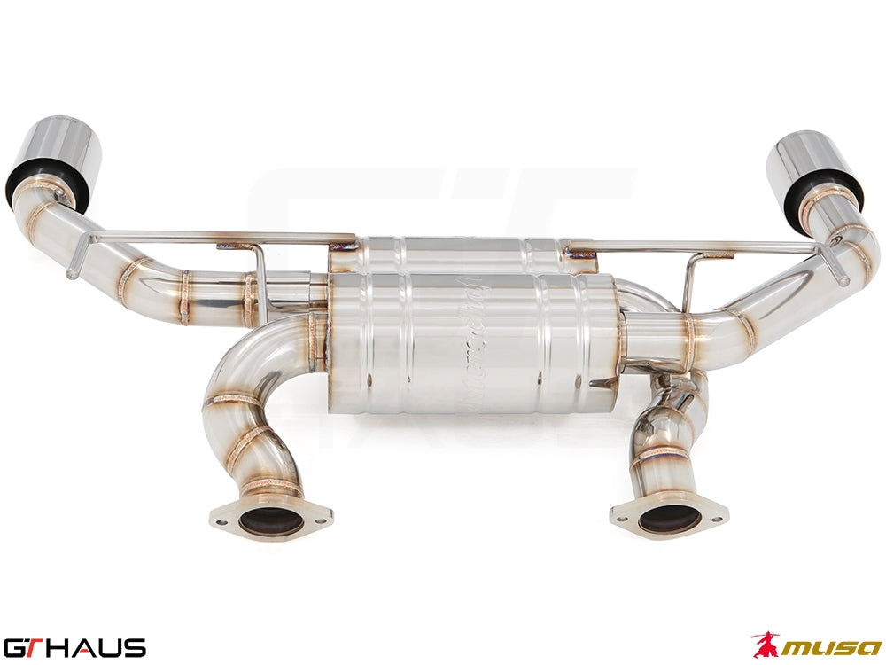 Premium performance exhaust system for Infiniti Q60 Coupe 3.0 V6 Turbo, featuring stainless steel construction and enhanced sound.