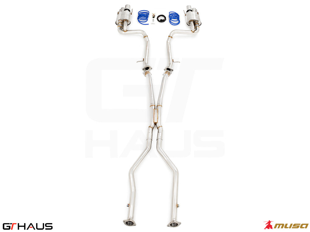 Premium performance exhaust system for Lexus GS-F (V8) 2012+, featuring stainless steel construction and enhanced sound.
