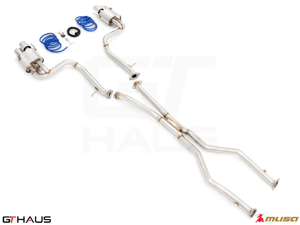 Premium performance exhaust system for Lexus GS-F (V8) 2012+, featuring stainless steel construction and electronic valve control.