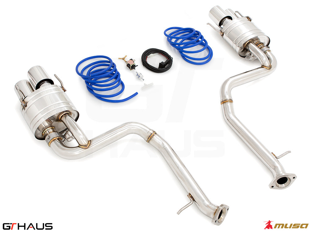 Premium performance exhaust system for Lexus GS-F (V8) 2012+, featuring stainless steel construction and electronic valve control.