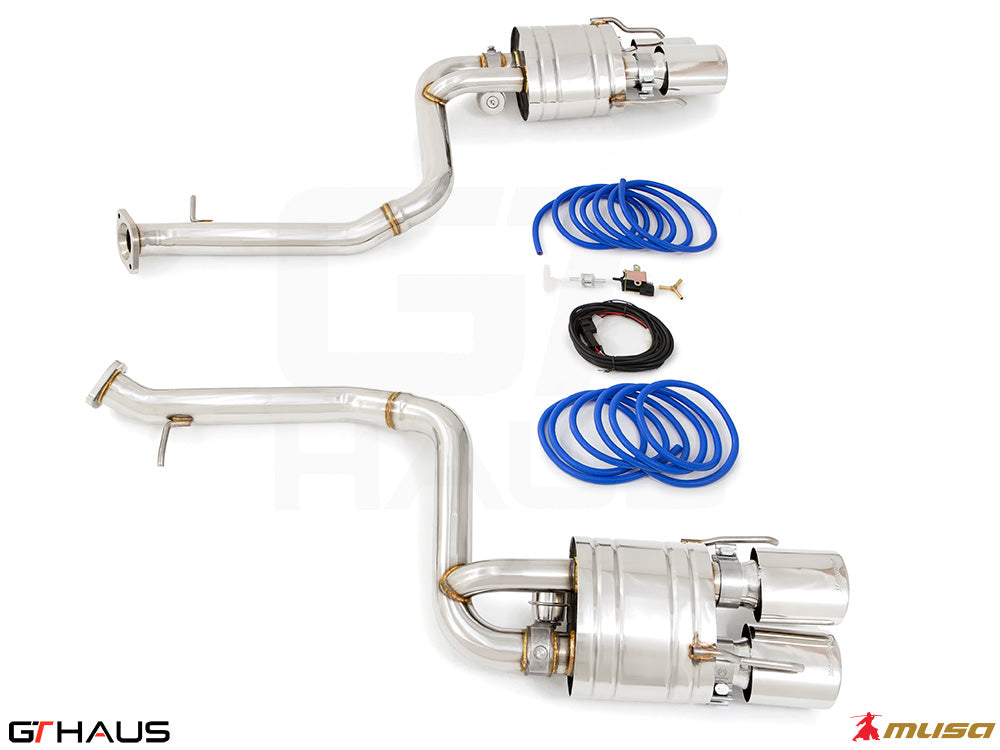 Premium performance exhaust system for Lexus GS-F (V8) 2012+, featuring stainless steel construction and electronic valve control.