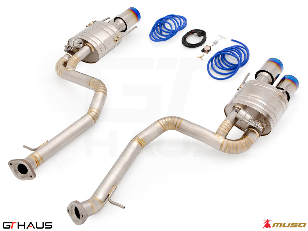 Premium performance exhaust system for Lexus GS-F (V8) 2012+, featuring stainless steel construction and electronic valve control.