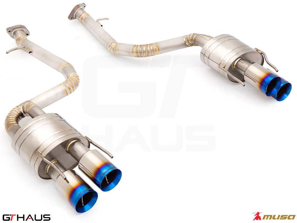 Premium performance exhaust system for Lexus GS-F (V8) 2012+, featuring stainless steel construction and dual tips.