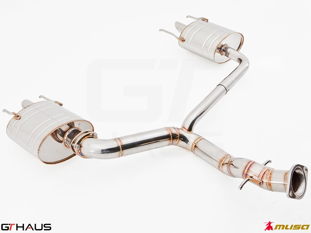 Premium exhaust system for Lexus IS-F V8 Sedan, featuring T304 stainless steel construction and enhanced performance design.