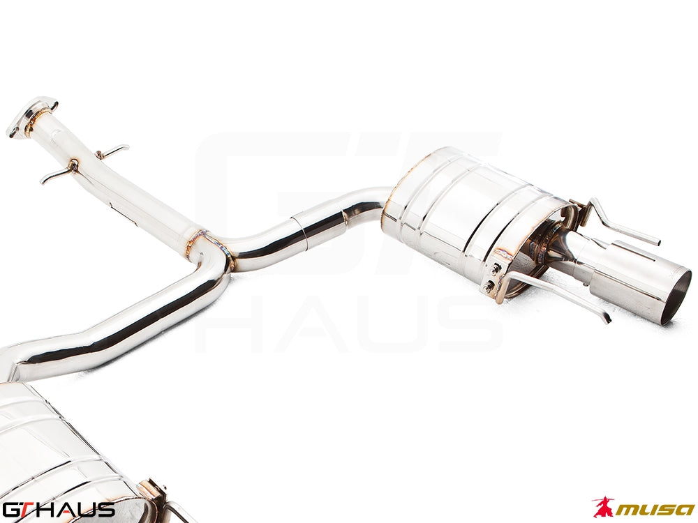 Premium exhaust system for Lexus IS 250/350 V6 Sedan, featuring stainless steel construction and enhanced performance design.