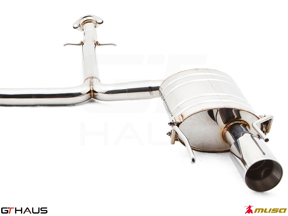 Premium performance exhaust system for Lexus IS 250/350 V6 sedan, featuring polished stainless steel construction.
