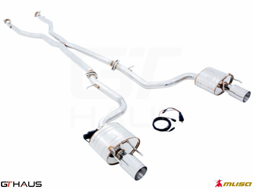 Premium performance exhaust system for Lexus IS 250/350/350 F-Sport (AWD) 2014+, featuring stainless steel construction.
