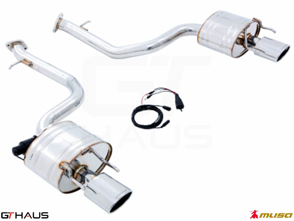 Premium performance exhaust system for Lexus IS 250/350/350 F-Sport AWD (2014+), featuring stainless steel construction and electronic valve control.