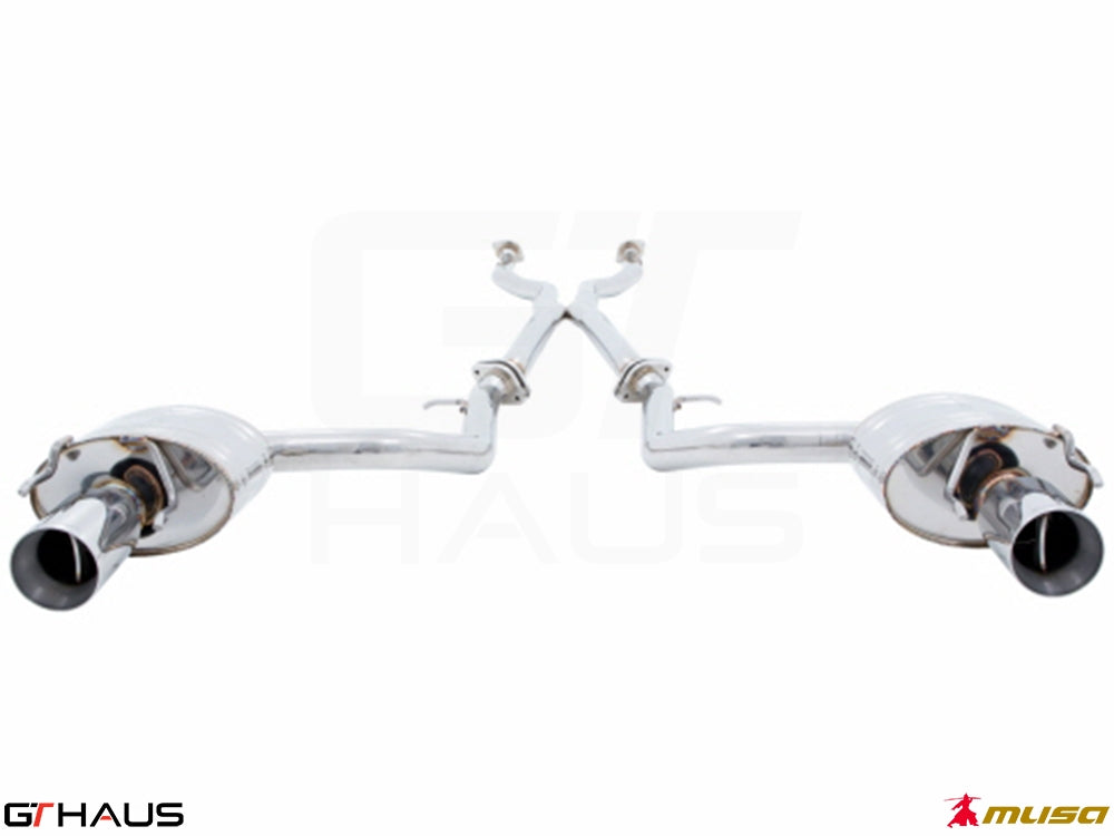 Premium exhaust system for Lexus IS 250/350/350F-sport (RWD) 2014+, featuring polished stainless steel construction.