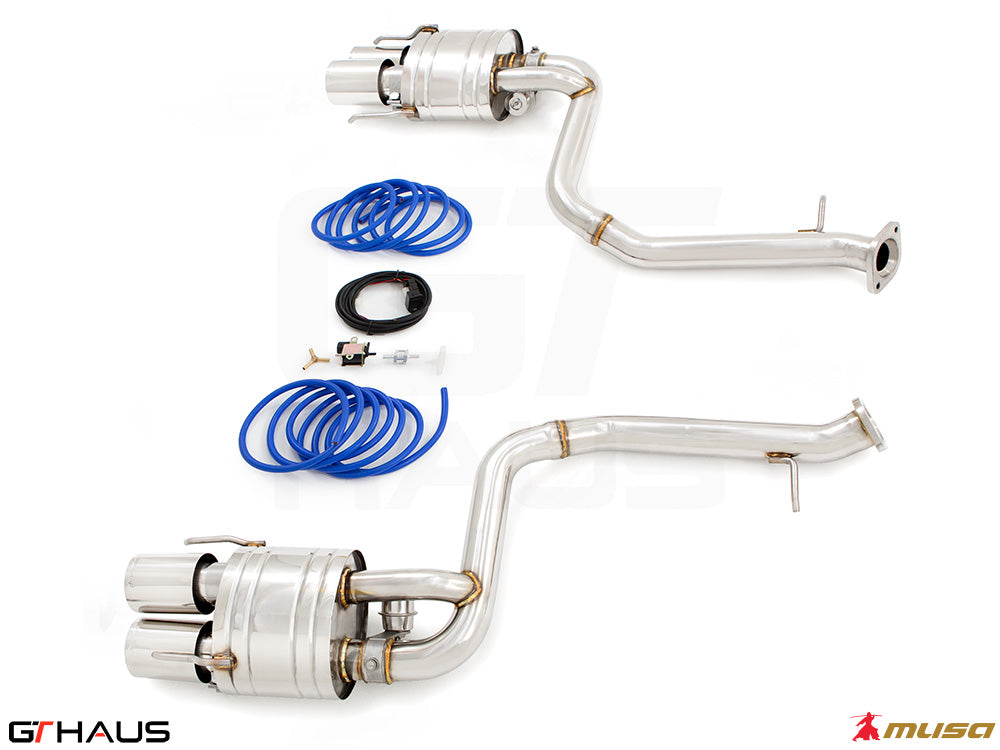 Premium performance exhaust system for Lexus IS500 (V8) 2021+, featuring stainless steel construction and electronic valve control.