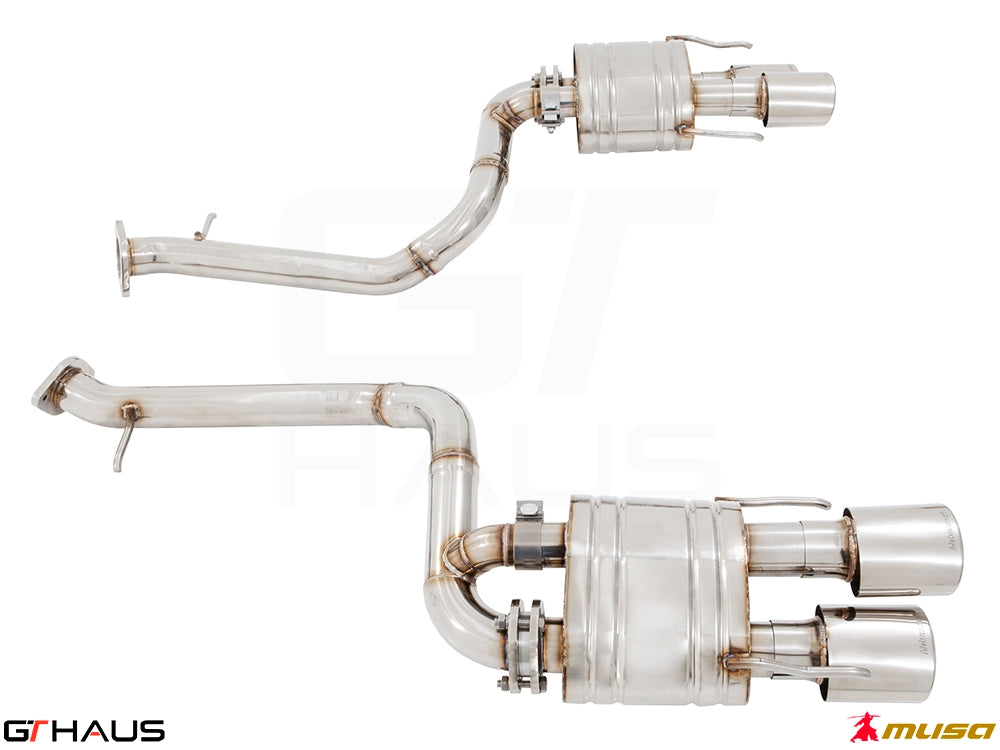 Premium performance exhaust system for Lexus IS500 V8, featuring stainless steel construction and electronic valve control.