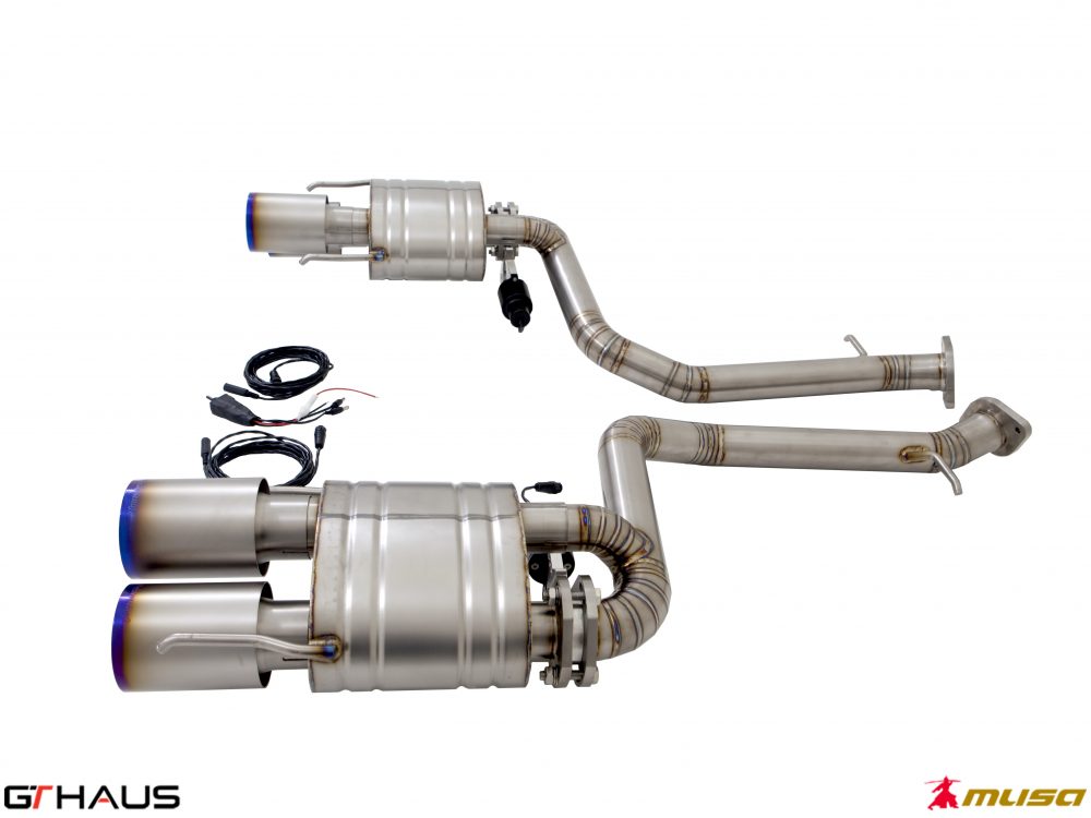 Premium performance exhaust system for Lexus IS500 V8 (2021+), featuring stainless steel construction and electronic valve control.