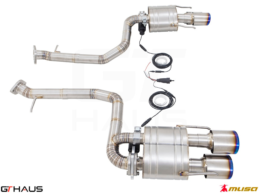 Premium exhaust system for Lexus IS500 V8 (2021+), featuring stainless steel construction and electronic valve control.
