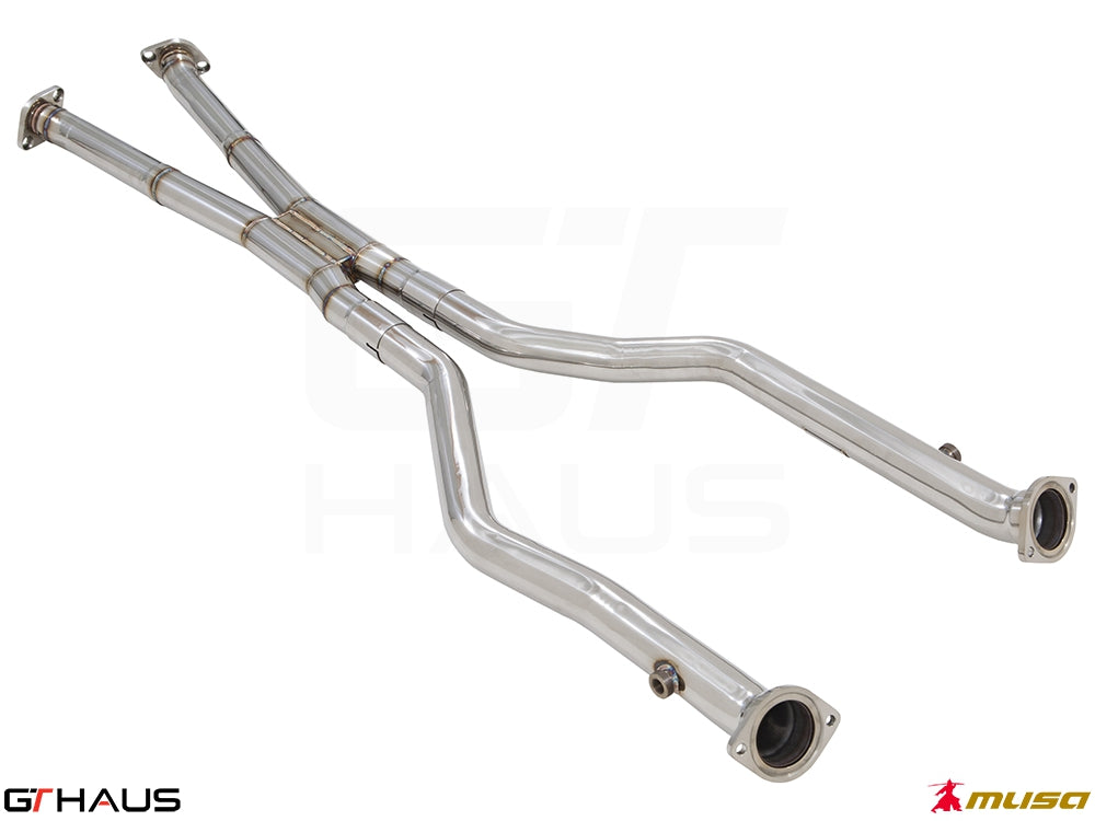 Lexus LC series 2017+ Cat-Back LSR pipe featuring polished stainless steel construction for enhanced performance.