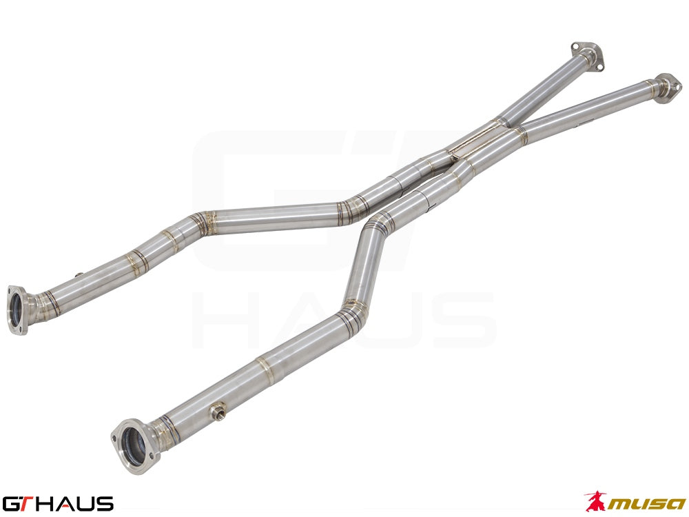 Lexus LC series 2017+ Cat-Back LSR pipe featuring a stainless steel front and mid section for enhanced performance.