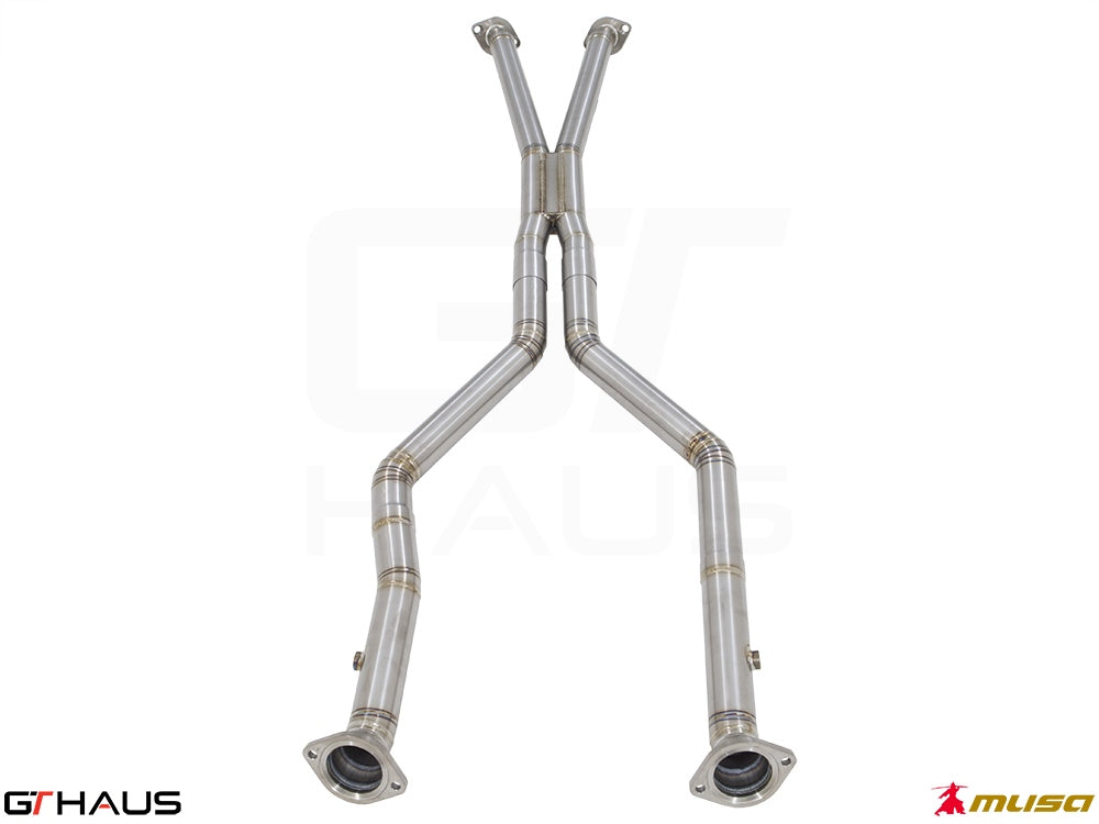 Lexus LC series 2017+ Cat-Back LSR pipe featuring a stainless steel design for enhanced exhaust flow and performance.