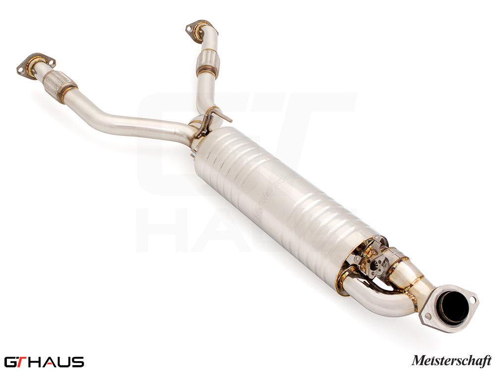 Lexus LX series 2022+ Cat-Back LSR pipe with EVC control, featuring polished stainless steel construction and dual exit design.