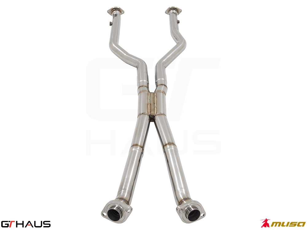 Lexus RC F 2014+ Cat-Back LSR pipe featuring front and mid sections in polished stainless steel.