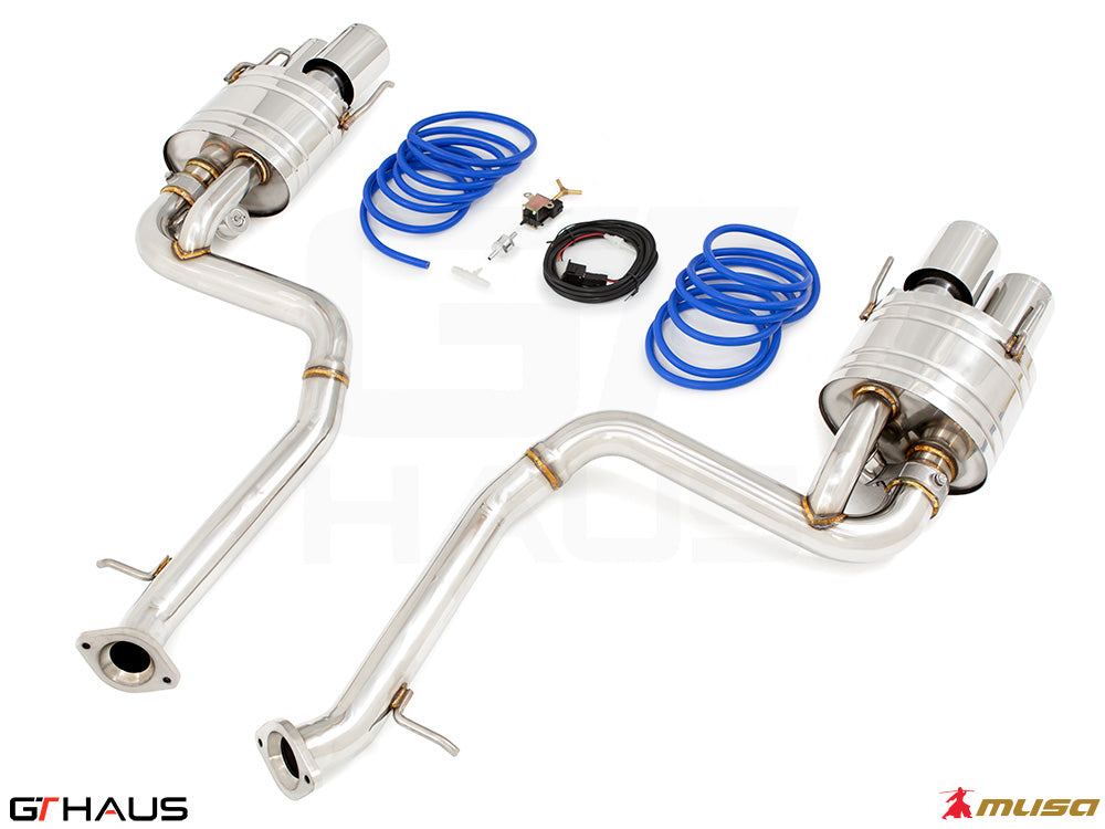 Premium performance exhaust system for Lexus RC-F (V8) 2014+, featuring stainless steel construction and electronic valve control.