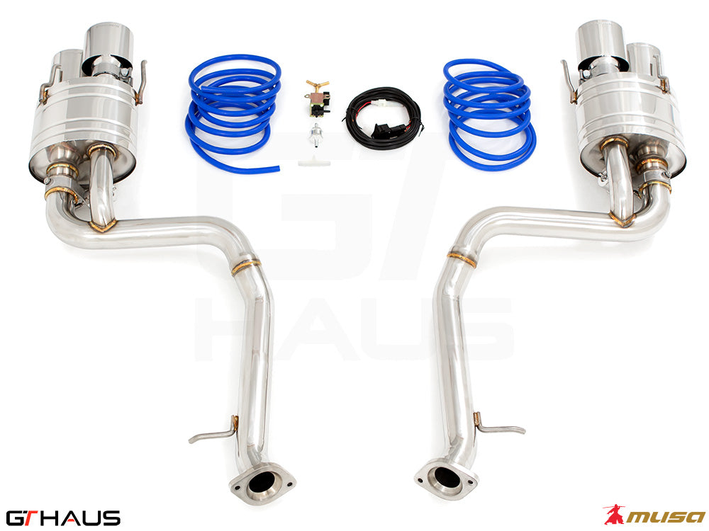 Premium performance exhaust system for Lexus RC-F (V8) 2014+, featuring stainless steel construction and electronic valve control.