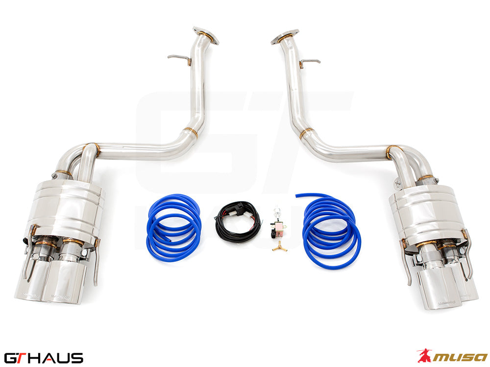Premium exhaust system for Lexus RC F (V8) 2014+, featuring stainless steel construction and electronic valve control.