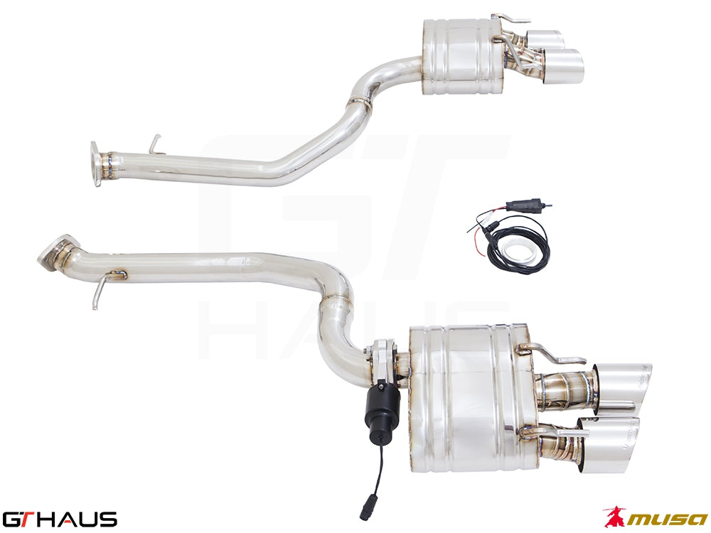 Premium exhaust system for Lexus RC 350/350 F-Sport AWD (2014+) featuring stainless steel construction and electronic valve control.