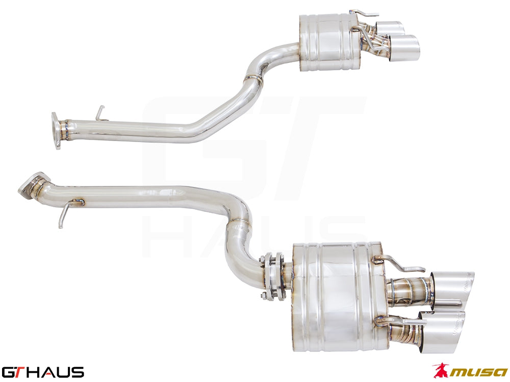 Premium performance exhaust system for Lexus RC 350/350 F-Sport AWD, featuring stainless steel construction and electronic valve control.