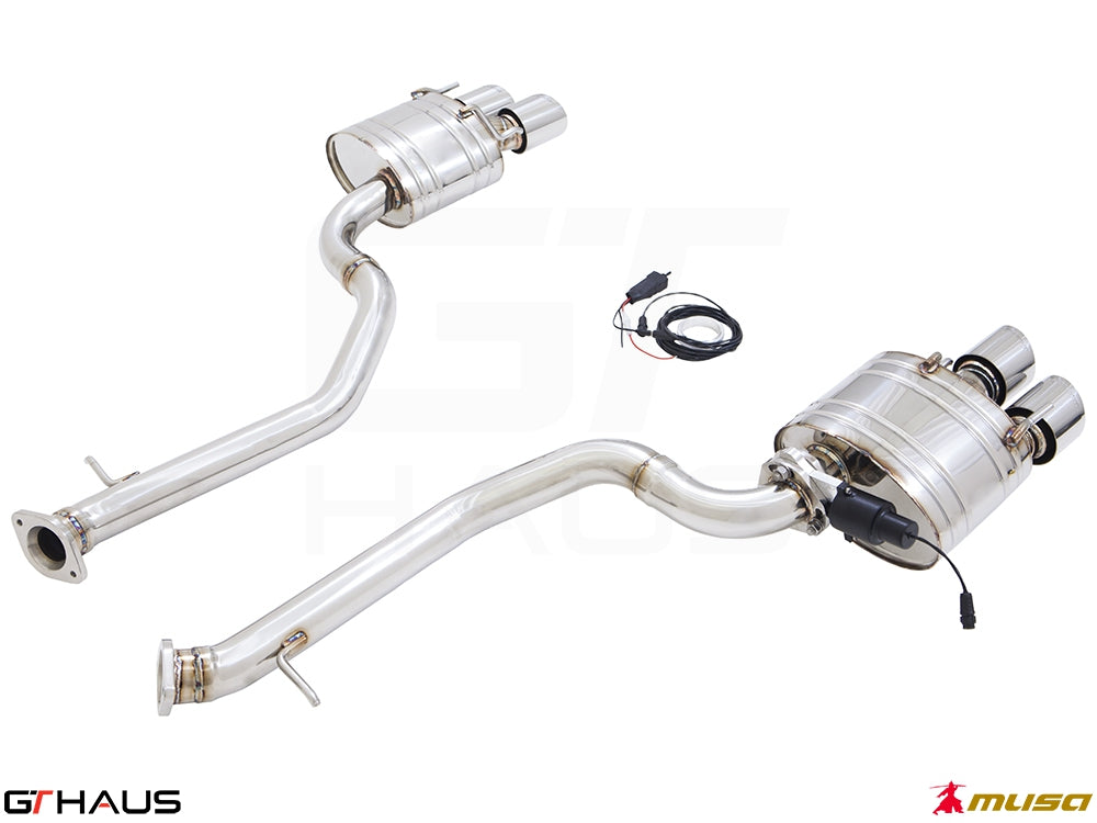 Premium exhaust system for Lexus RC 350/350F-Sport (RWD) 2014+, featuring stainless steel construction and electronic valve control.