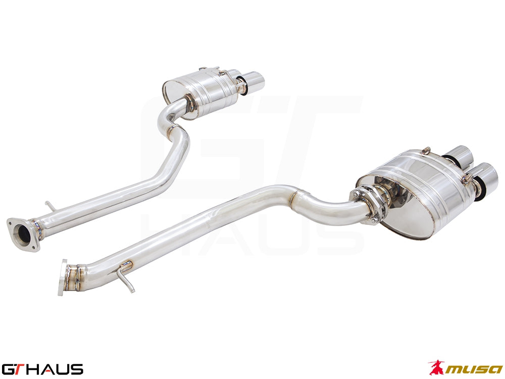 Premium performance exhaust system for Lexus RC 350/350 F-Sport (RWD) 2014+, featuring stainless steel construction.
