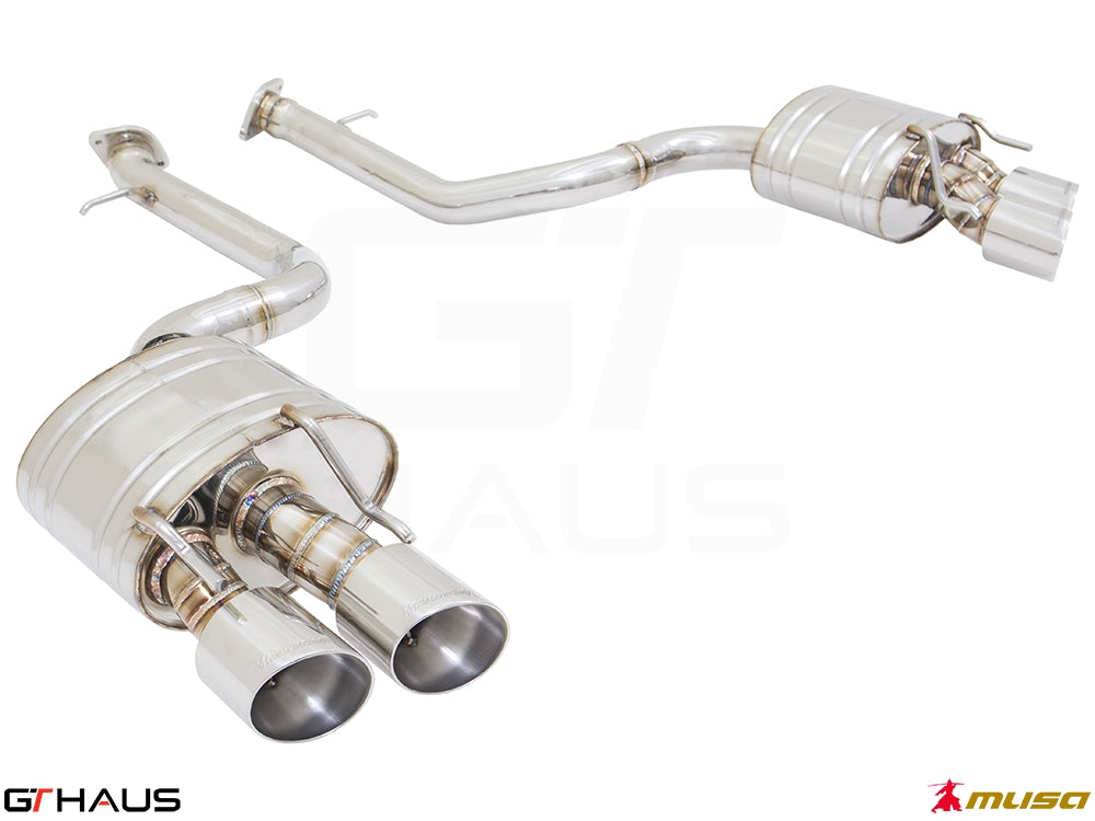 Premium exhaust system for Lexus RC 350/350 F-Sport (RWD) featuring dual tips and stainless steel construction.