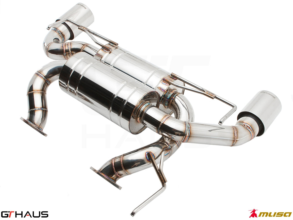Premium performance exhaust system for Nissan 370Z Coupe/Cabrio, featuring stainless steel construction and electronic valve control.