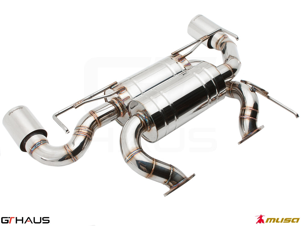 Premium performance exhaust system for Nissan 370Z Coupe/Cabrio, featuring stainless steel construction and enhanced sound.