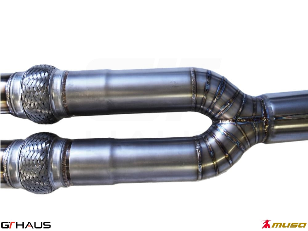 High-performance 3.5-inch straight pipe mid section for 2008-2010 Nissan Skyline GT-R, featuring durable stainless steel construction.