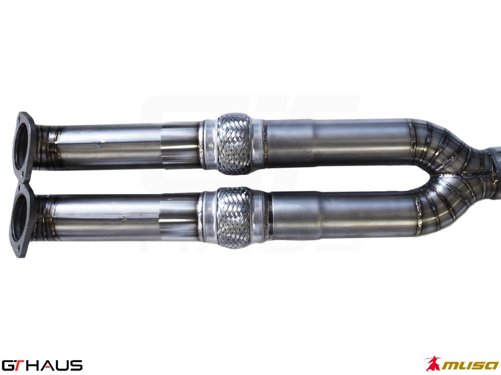 High-performance 3.5-inch straight pipe mid section for Nissan R35 Skyline GT-R 2008-2010, featuring durable stainless steel construction.