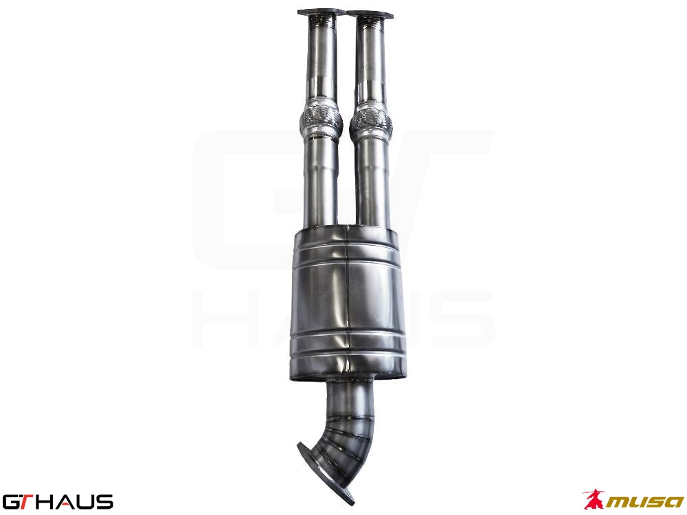 Nissan R35 Skyline GT-R 2008-2010 straight pipe mid section with 3.5-inch diameter for enhanced exhaust flow.