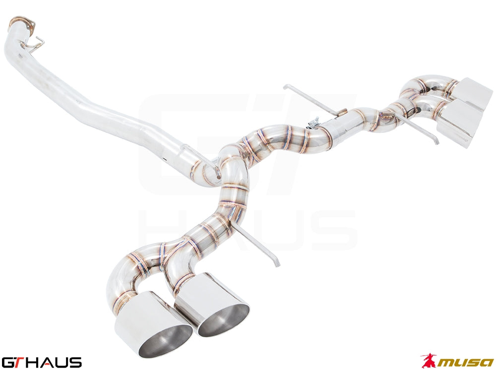 Premium stainless steel exhaust system for Nissan R35 Skyline GT-R V6 Turbo Coupe, enhancing performance and sound.
