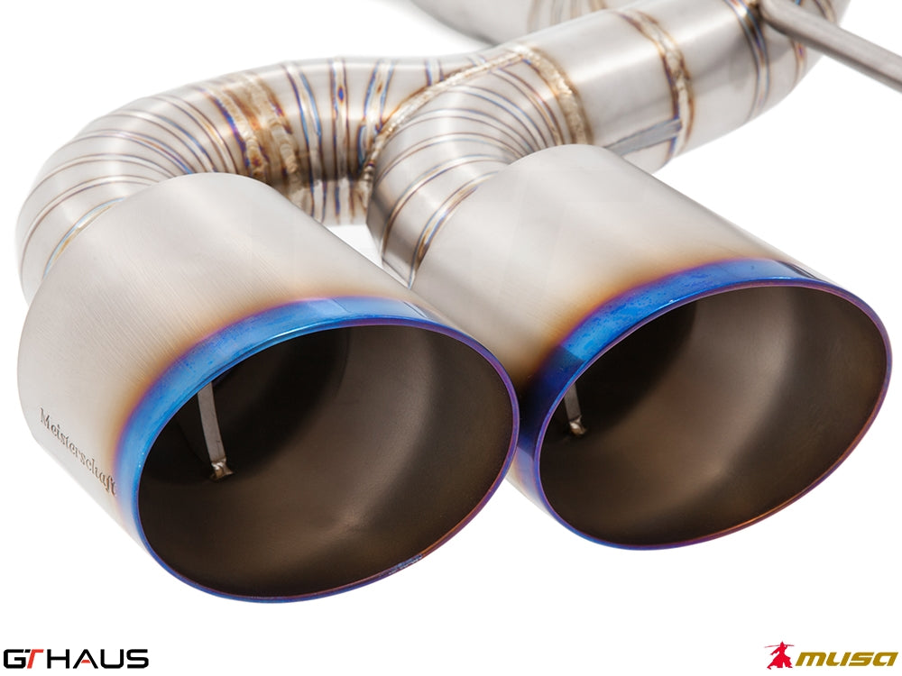 Premium exhaust tips for Nissan R35 Skyline GT-R, featuring a sleek design and high-quality stainless steel finish.