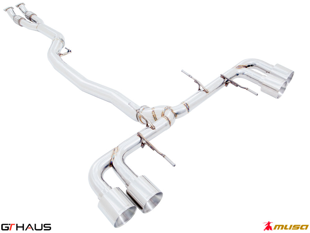 Premium stainless steel exhaust system for 2017+ Nissan Skyline GT-R, enhancing performance and sound.