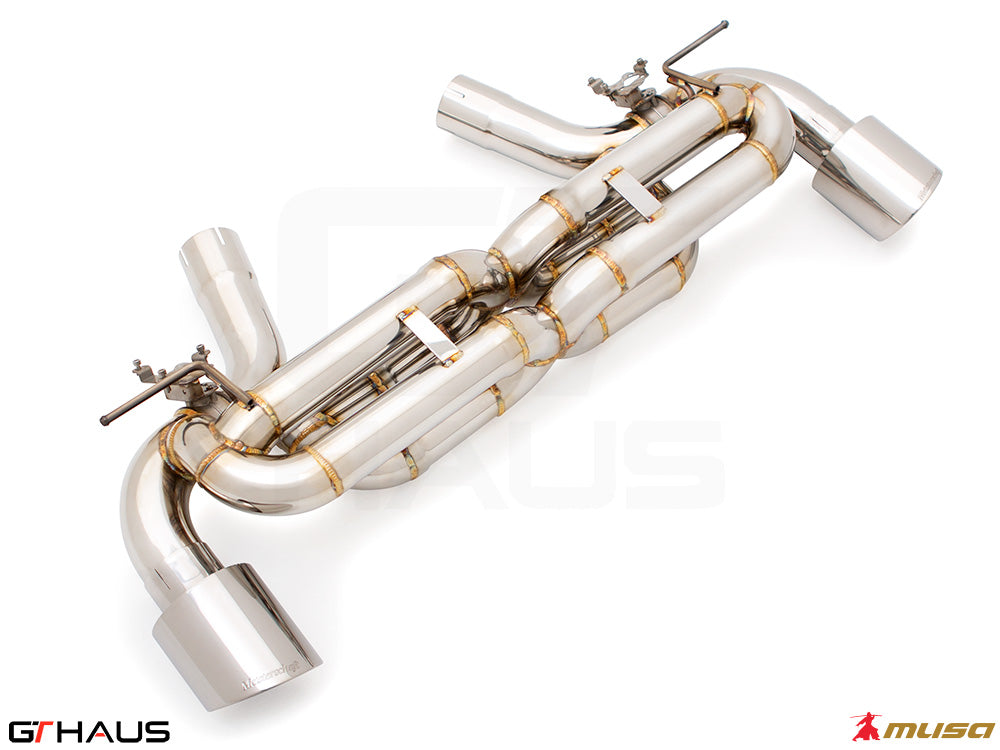 Premium stainless steel exhaust system for Toyota Supra A90 3.0L B58, enhancing performance and sound.