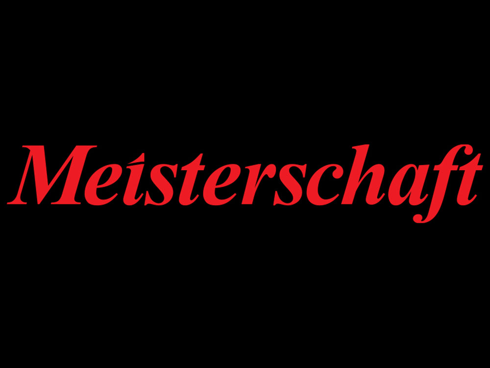 Meisterschaft decal set featuring bold red lettering on a transparent background, ideal for automotive enthusiasts.