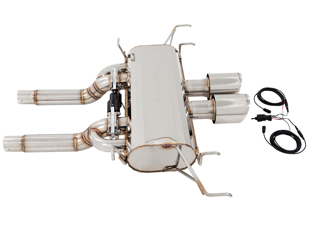 Premium performance exhaust system for Cadillac CTS-V Coupe 2011-2015, featuring stainless steel construction and electronic valve control.