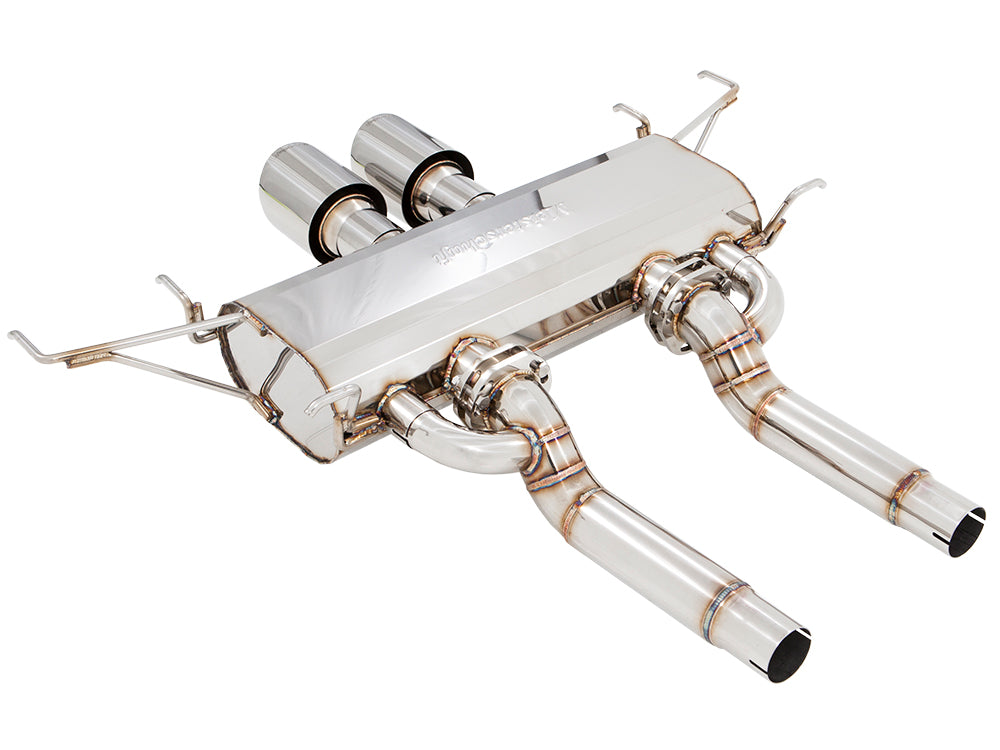 Premium exhaust system for 2011-2015 Cadillac CTS-V Coupe, featuring polished stainless steel and dual tips for enhanced performance.