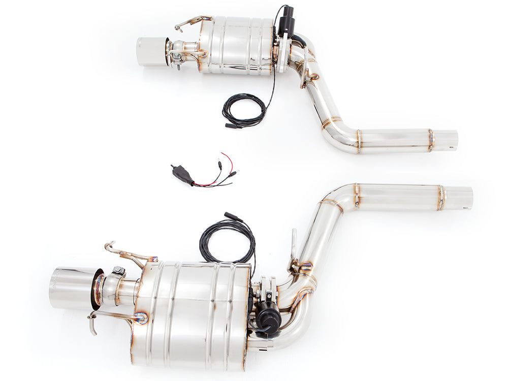 Premium exhaust system for Cadillac CTS-V Sedan and Wagon (2008-2015) featuring stainless steel construction and electronic valve control.
