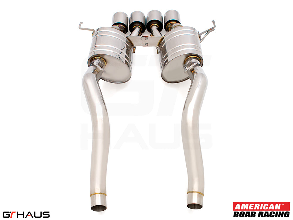 Premium performance exhaust system for 2019 Chevrolet Corvette ZR1, featuring dual mufflers and polished stainless steel tips.