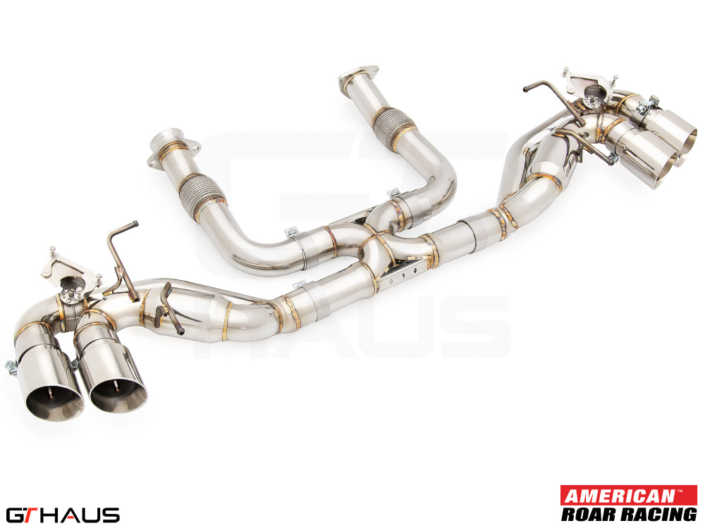 Premium stainless steel exhaust system for Chevrolet Corvette C8 Stingray/E-Ray V8, enhancing performance and sound.
