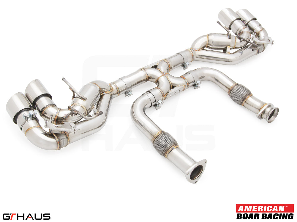 Premium stainless steel exhaust system for Chevrolet Corvette C8 Stingray/E-Ray V8, enhancing performance and sound.