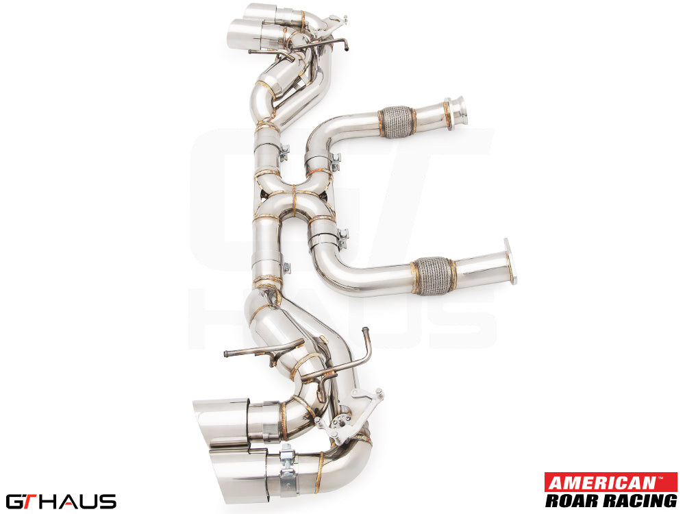 Premium stainless steel exhaust system for Chevrolet Corvette C8 Stingray/E-Ray V8, designed for performance and sound enhancement.
